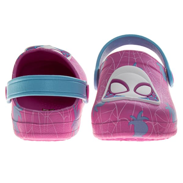 Josmo Spider-Gwen Girls Pink Clogs Waterproof Slip-On Garden & Water Sandal with Backstrap -Pink/Blue Size 11-12 Little Kid - Image 3