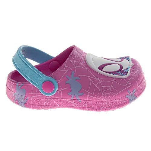 Josmo Spider-Gwen Girls Pink Clogs Waterproof Slip-On Garden & Water Sandal with Backstrap -Pink/Blue Size 11-12 Little Kid - Image 2
