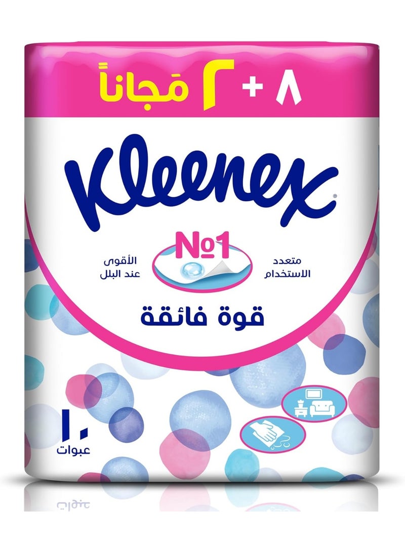 مناديل قوة فائقة للوجه، طبقتين، الأقوى عند البلل، 130 شيت 10 عبوات - Image 1