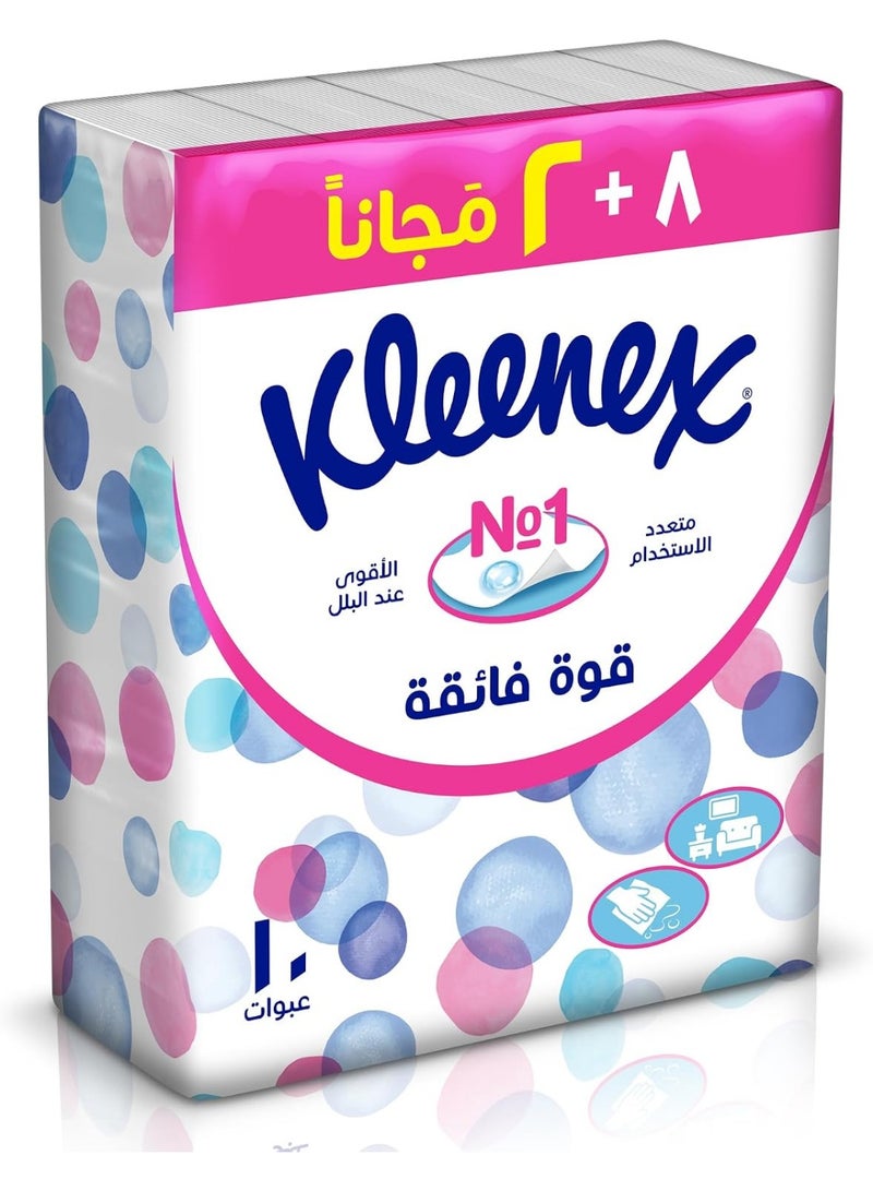 مناديل قوة فائقة للوجه، طبقتين، الأقوى عند البلل، 130 شيت 10 عبوات - Image 2
