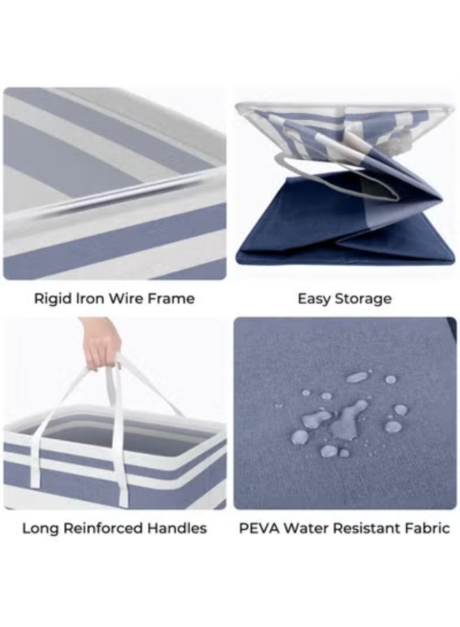 2-Pack Laundry Basket 75L, Waterproof, Freestanding Large Laundry Hamper, Collapsible Tall with Easy Carry Handles for Clothes Room Bedroom Bathroom Dorm - Image 2