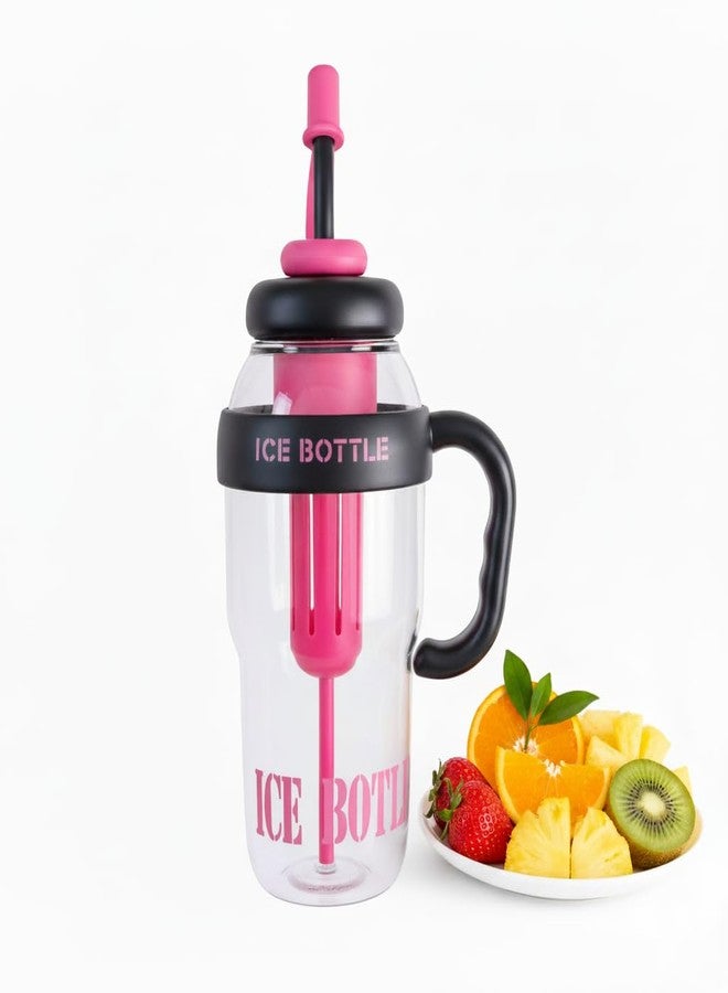 Large Ice Water Bottle with Straw and Handle, BPA Free, Leak Proof, hydration bottle, transparent bottle, Straw Lid, Portable for Sports, Gym,Travel, Office, reusable, outdoor water bottle,(Pink) - Image 1