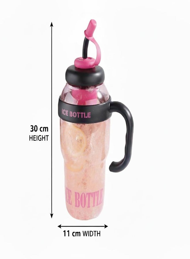 Large Ice Water Bottle with Straw and Handle, BPA Free, Leak Proof, hydration bottle, transparent bottle, Straw Lid, Portable for Sports, Gym,Travel, Office, reusable, outdoor water bottle,(Pink) - Image 2