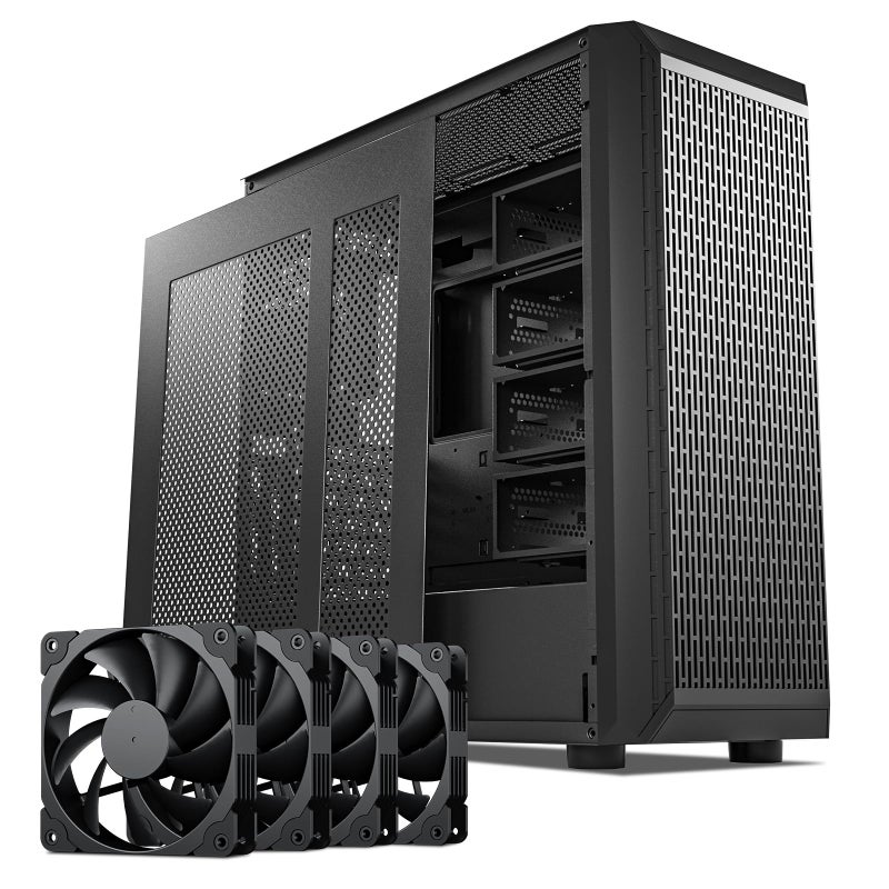 DARKROCK Classico Storage Master ATX NAS Computer Case Mid Tower with 4x120mm Fans, USB 3.0 Ready 10 x3.5'' HDD+3 x2.5'' SDD 360mm Supported on Top & Front Radiator GPU Vertically Mounting Black - Image 1