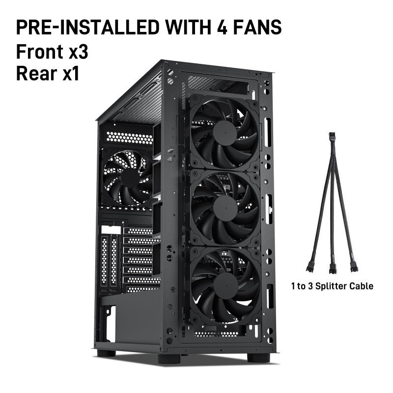 DARKROCK Classico Storage Master ATX NAS Computer Case Mid Tower with 4x120mm Fans, USB 3.0 Ready 10 x3.5'' HDD+3 x2.5'' SDD 360mm Supported on Top & Front Radiator GPU Vertically Mounting Black - Image 2