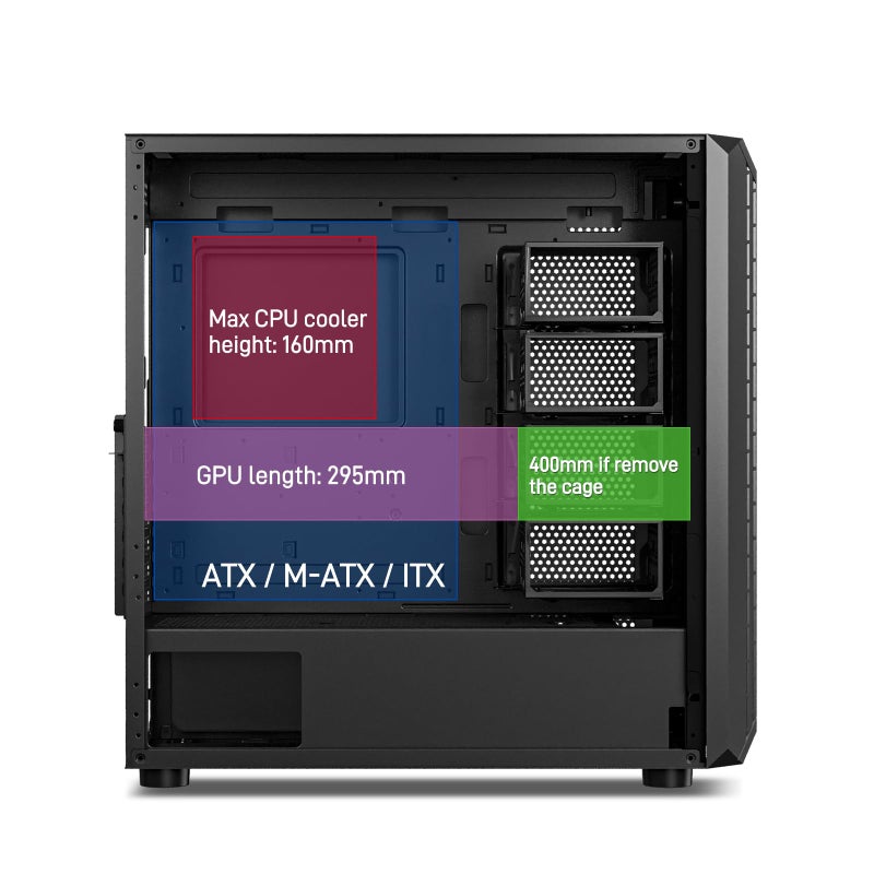 DARKROCK Classico Storage Master ATX NAS Computer Case Mid Tower with 4x120mm Fans, USB 3.0 Ready 10 x3.5'' HDD+3 x2.5'' SDD 360mm Supported on Top & Front Radiator GPU Vertically Mounting Black - Image 5