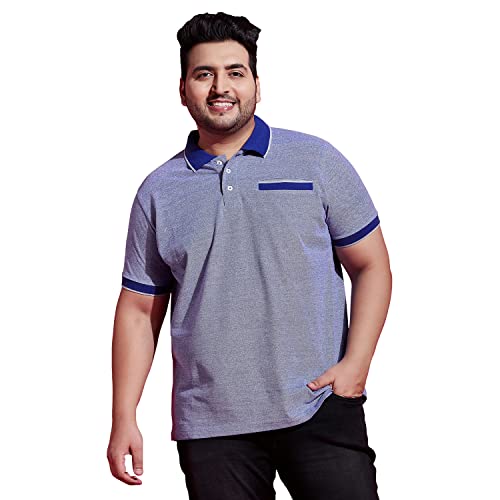 Bigbanana Plus Size Men's Regular Fit Solid Polo Tshirt (Pacific,Blue,3XL) - Image 1