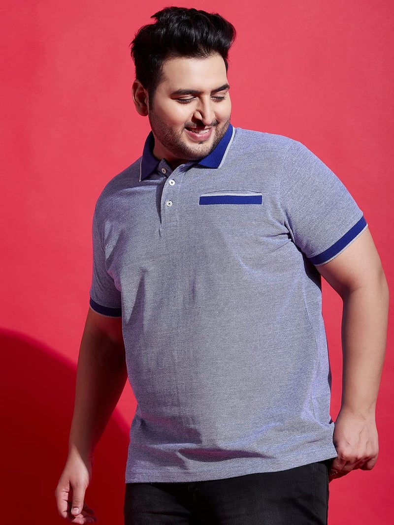 Bigbanana Plus Size Men's Regular Fit Solid Polo Tshirt (Pacific,Blue,3XL) - Image 4
