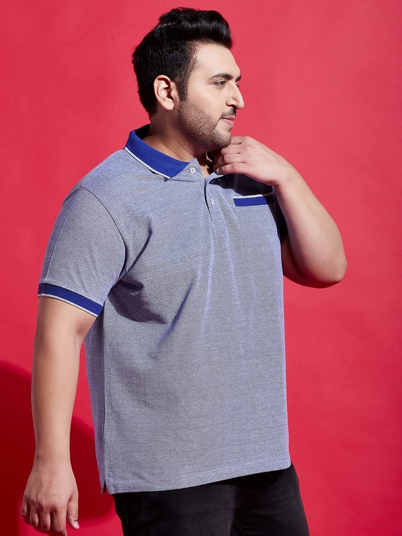 Bigbanana Plus Size Men's Regular Fit Solid Polo Tshirt (Pacific,Blue,3XL) - Image 5