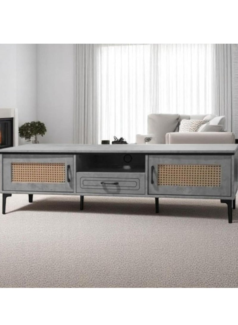 l'elefante Wooden TV Stand with Extra-Large Storage Cabinets & Silent Drawer, Premium TV Console for Living Room Lounge Entertainment Hub