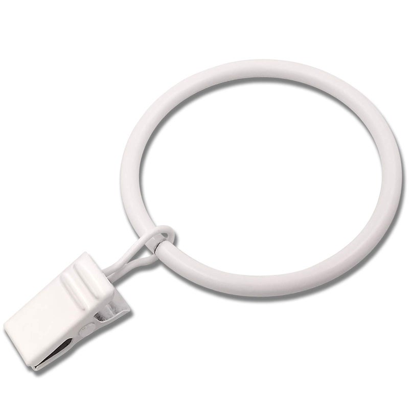 WeeksEight 20 Pack White Curtain Rings with Clips Curtain Hooks Hangers Clip Rings for Hanging Drapes Bows Hat Drapery Rings 177 in I D Fits up to 15 in Diameter Curtain Rod