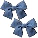 Winsyison 2pcs Bow Denim Hair Clips Vintage Bow Barrettes for Women NonSlip Bowknots Hairpin Accessories for Thick Thin Fine Curly Straight Long Hair Blue - Image 2