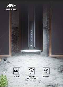 MILLEN 35 cm Wall-Mounted Lamp Hood - Compact Luxury with Gesture Control, 3 Y Warranty, Filters Included  - Image 2