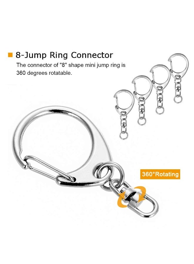 50 قطعة من حلقة المفاتيح بسلسلة – أجزاء خطاف D فضي مفكك – قطع معدنية مع حلقة وصلة مفتوحة 8 مم – اصنع بنفسك - Image 3