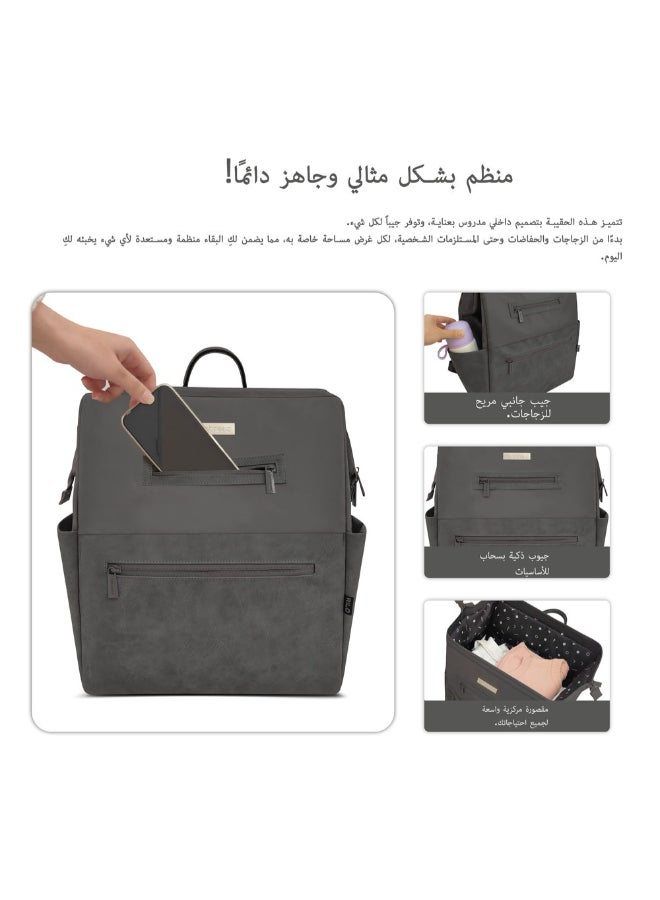 RILO Multifunction Waterproof Diaper Bag for Baby&Toddler|7-Pcs Set W/Changing Mat, Wet Bag, Pouches|Large-Capacity Travel Backpack for Mom&Dad with Trolley Sleeve|Diaper Tote Bag