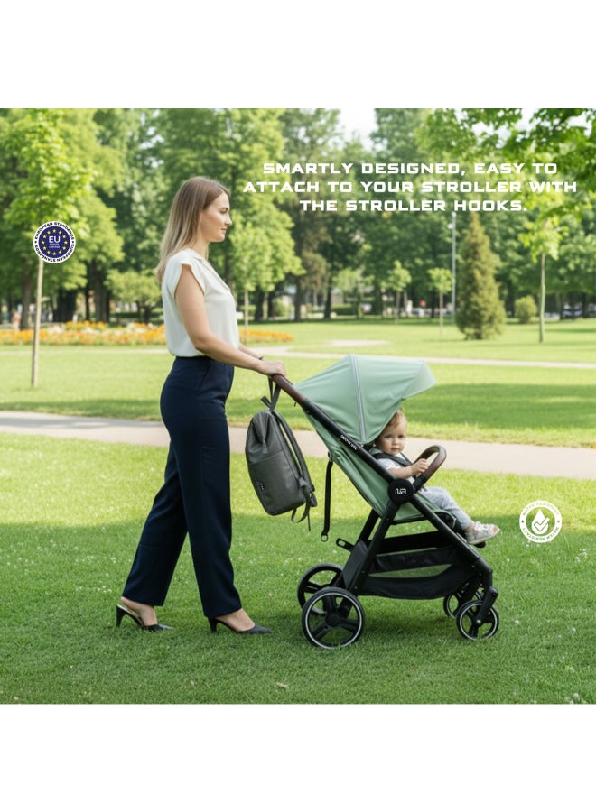 RILO Multifunction Waterproof Diaper Bag for Baby&Toddler|7-Pcs Set W/Changing Mat, Wet Bag, Pouches|Large-Capacity Travel Backpack for Mom&Dad with Trolley Sleeve|Diaper Tote Bag