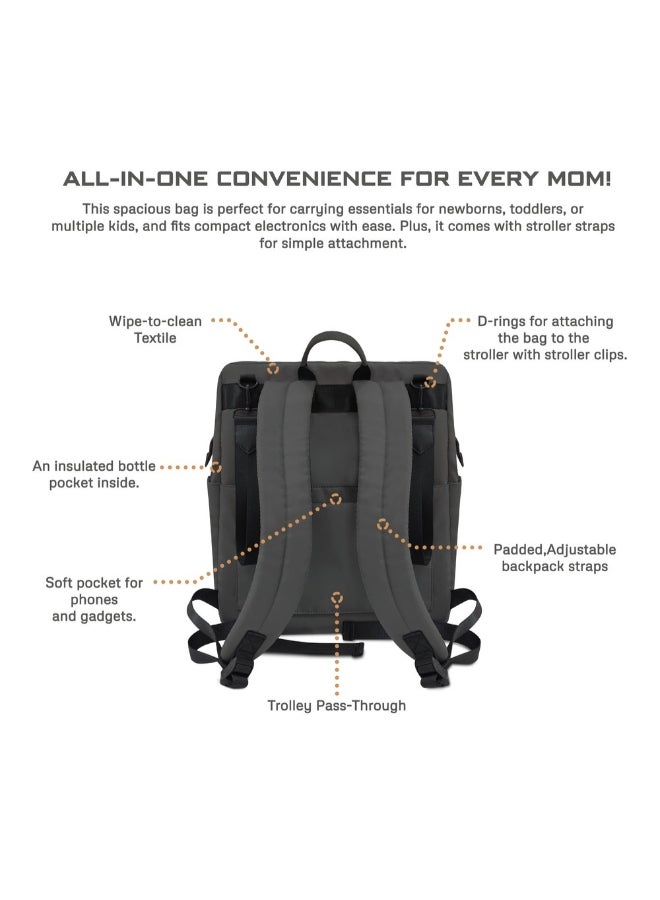 RILO Multifunction Waterproof Diaper Bag for Baby&Toddler|7-Pcs Set W/Changing Mat, Wet Bag, Pouches|Large-Capacity Travel Backpack for Mom&Dad with Trolley Sleeve|Diaper Tote Bag