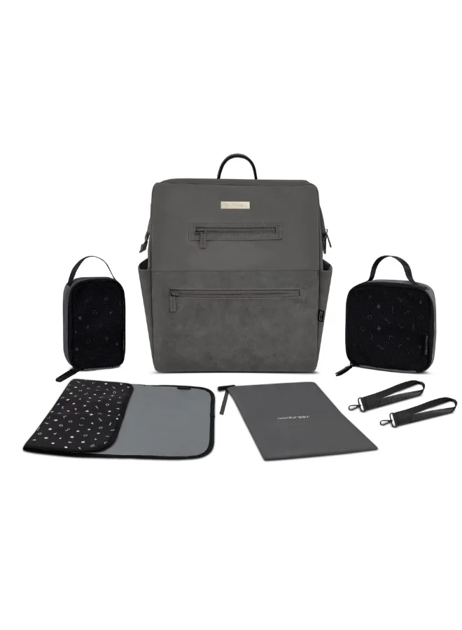 neobreez RILO Multifunction Waterproof Diaper Bag for Baby&Toddler|7-Pcs Set W/Changing Mat, Wet Bag, Pouches|Large-Capacity Travel Backpack for Mom&Dad with Trolley Sleeve|Diaper Tote Bag