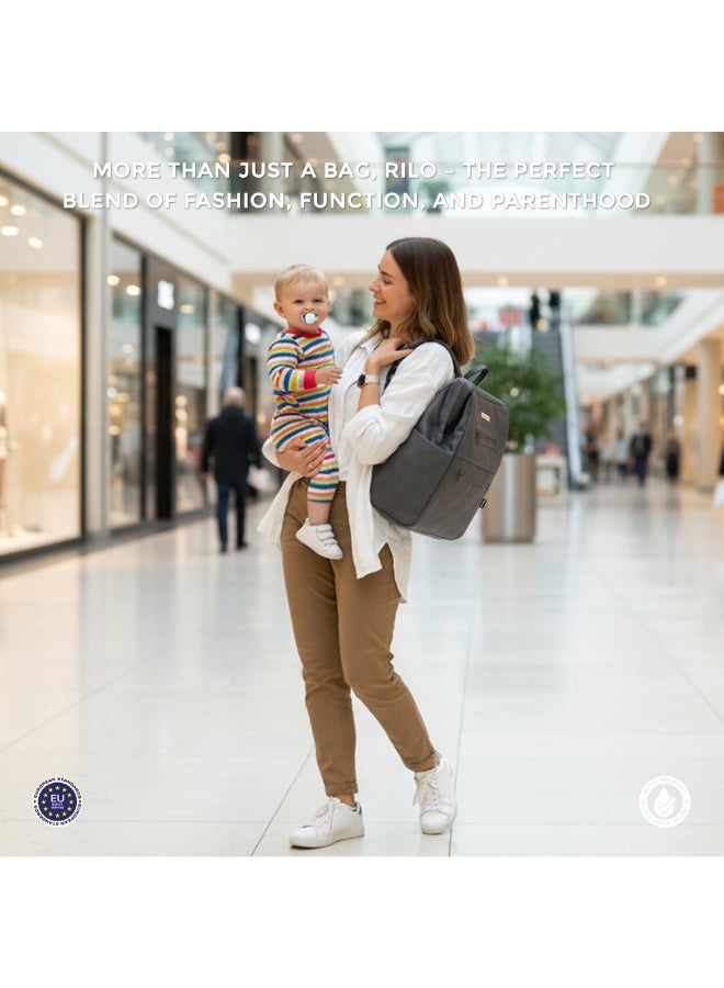 RILO Multifunction Waterproof Diaper Bag for Baby&Toddler|7-Pcs Set W/Changing Mat, Wet Bag, Pouches|Large-Capacity Travel Backpack for Mom&Dad with Trolley Sleeve|Diaper Tote Bag