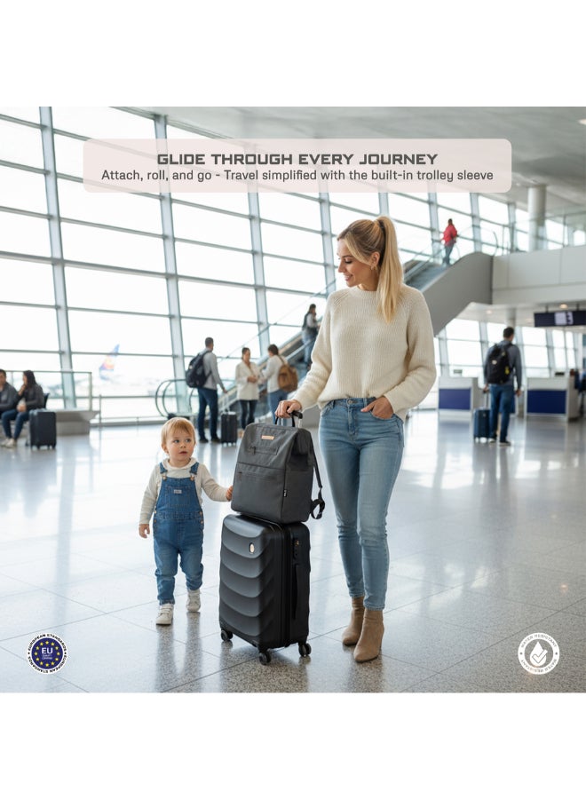 RILO Multifunction Waterproof Diaper Bag for Baby&Toddler|7-Pcs Set W/Changing Mat, Wet Bag, Pouches|Large-Capacity Travel Backpack for Mom&Dad with Trolley Sleeve|Diaper Tote Bag