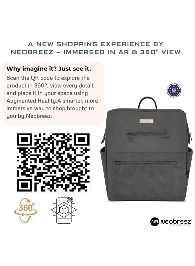 neobreez RILO Multifunction Waterproof Diaper Bag for Baby&Toddler|7-Pcs Set W/Changing Mat, Wet Bag, Pouches|Large-Capacity Travel Backpack for Mom&Dad with Trolley Sleeve|Diaper Tote Bag