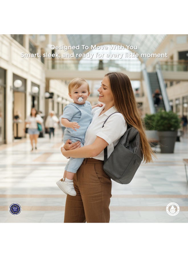 RILO Multifunction Waterproof Diaper Bag for Baby&Toddler|7-Pcs Set W/Changing Mat, Wet Bag, Pouches|Large-Capacity Travel Backpack for Mom&Dad with Trolley Sleeve|Diaper Tote Bag