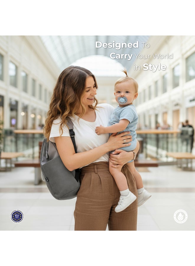 RILO Multifunction Waterproof Diaper Bag for Baby&Toddler|7-Pcs Set W/Changing Mat, Wet Bag, Pouches|Large-Capacity Travel Backpack for Mom&Dad with Trolley Sleeve|Diaper Tote Bag