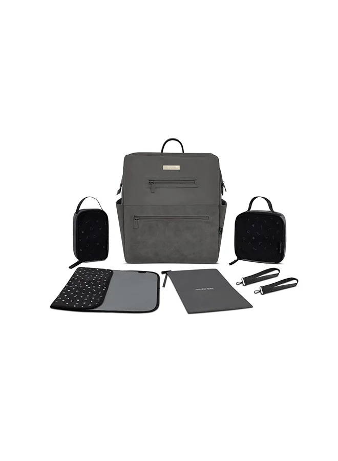 neobreez RILO Multifunction Waterproof Diaper Bag for Baby&Toddler|7-Pcs Set W/Changing Mat, Wet Bag, Pouches|Large-Capacity Travel Backpack for Mom&Dad with Trolley Sleeve|Diaper Tote Bag