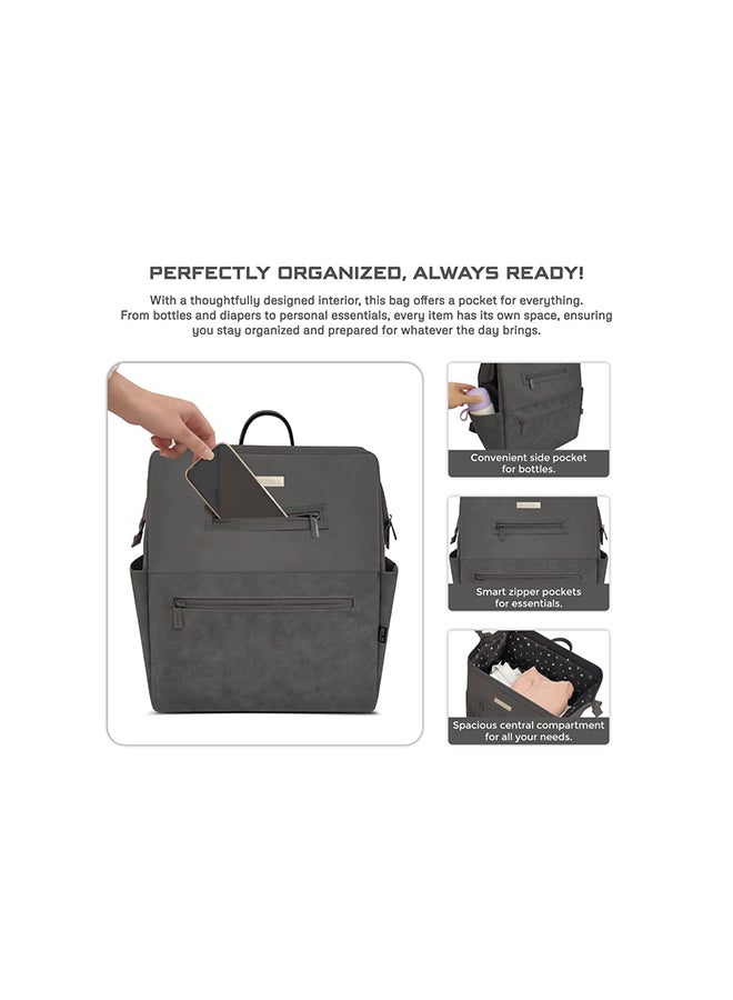 نيوبريز حقيبة حفاضات مقاومة للماء متعددة الوظائف من ريلو للأطفال الصغار - طقم  قطع مع مرتبة تغيير وحقيبة مبللة وجيوب - حقيبة ظهر سفر كبيرة السعة للأم والأب مع جيب عربة - حقيبة حفاضات - Image 3