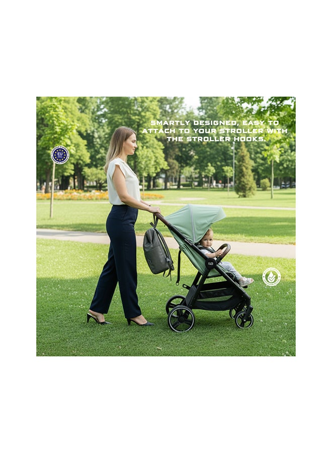 نيوبريز حقيبة حفاضات مقاومة للماء متعددة الوظائف من ريلو للأطفال الصغار - طقم  قطع مع مرتبة تغيير وحقيبة مبللة وجيوب - حقيبة ظهر سفر كبيرة السعة للأم والأب مع جيب عربة - حقيبة حفاضات - Image 4