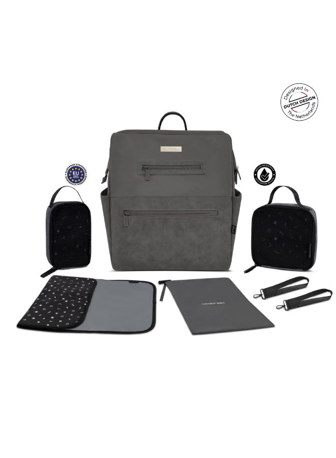 neobreez RILO Multifunction Waterproof Diaper Bag for Baby&Toddler|7-Pcs Set W/Changing Mat, Wet Bag, Pouches|Large-Capacity Travel Backpack for Mom&Dad with Trolley Sleeve|Diaper Tote Bag