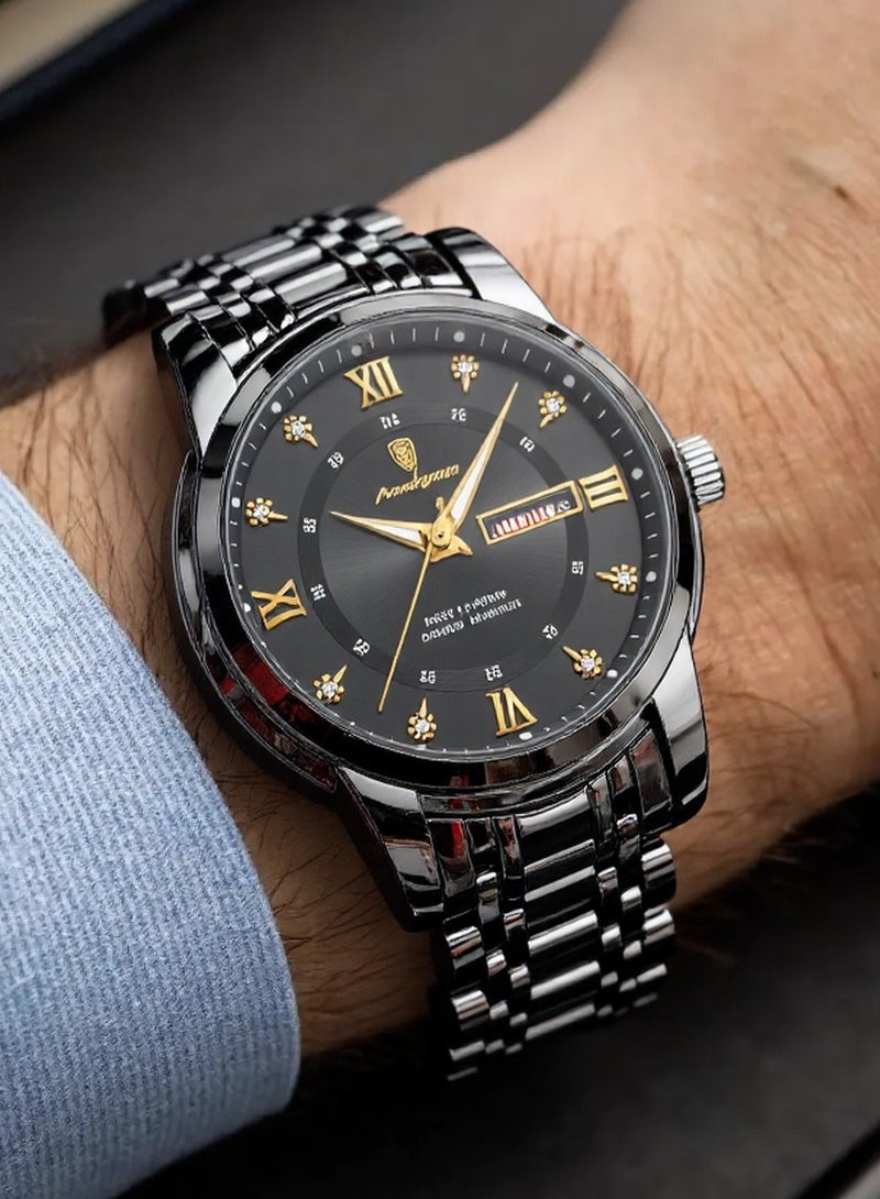 پوداجار ساعة رجالية، ساعة رجالية مضيئة مقاومة للماء، كوارتز - 41 مم - Image 2