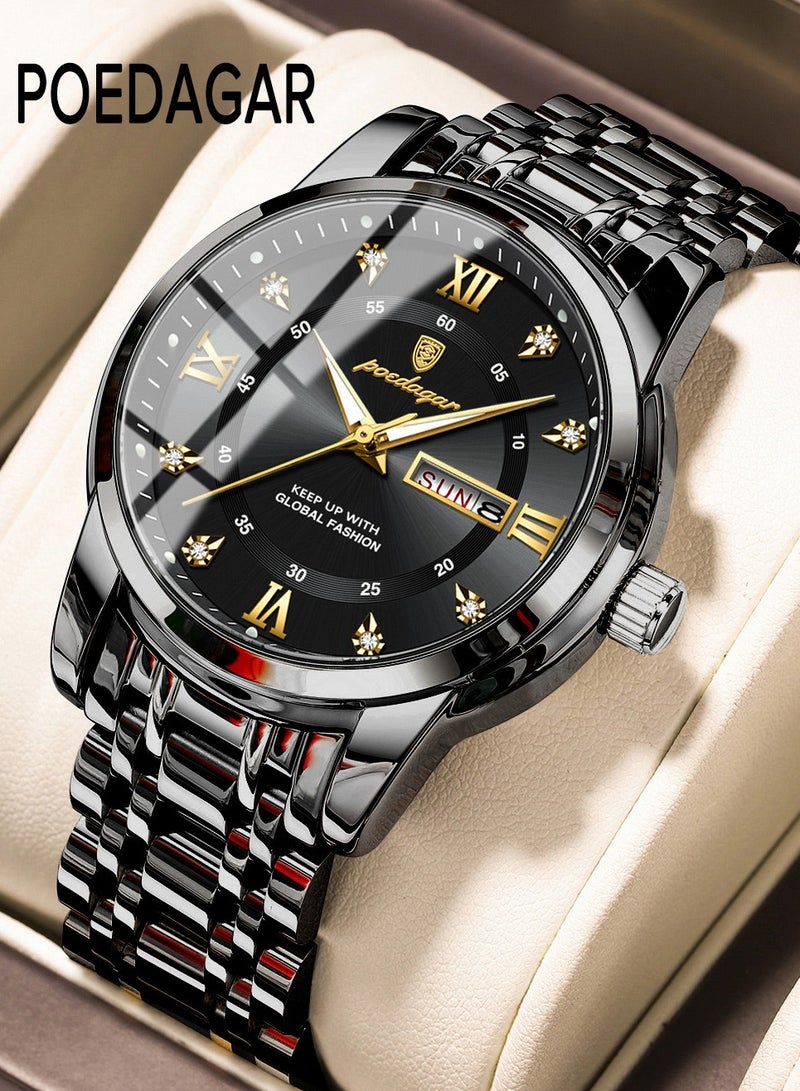 پوداجار ساعة رجالية، ساعة رجالية مضيئة مقاومة للماء، كوارتز - 41 مم - Image 1