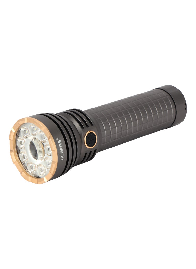GEEPAS Multifunctional Flashlight 60 W | High Power LEDs, 5000 Lumens, Dual Lighting Modes | Type-C Fast Charging, Compact and Portable Design | Perfect for Indoor and Outdoor Use |  GFL51099 Grey  - Image 2