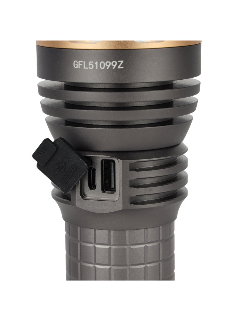 GEEPAS Multifunctional Flashlight 60 W | High Power LEDs, 5000 Lumens, Dual Lighting Modes | Type-C Fast Charging, Compact and Portable Design | Perfect for Indoor and Outdoor Use |  GFL51099 Grey  - Image 4