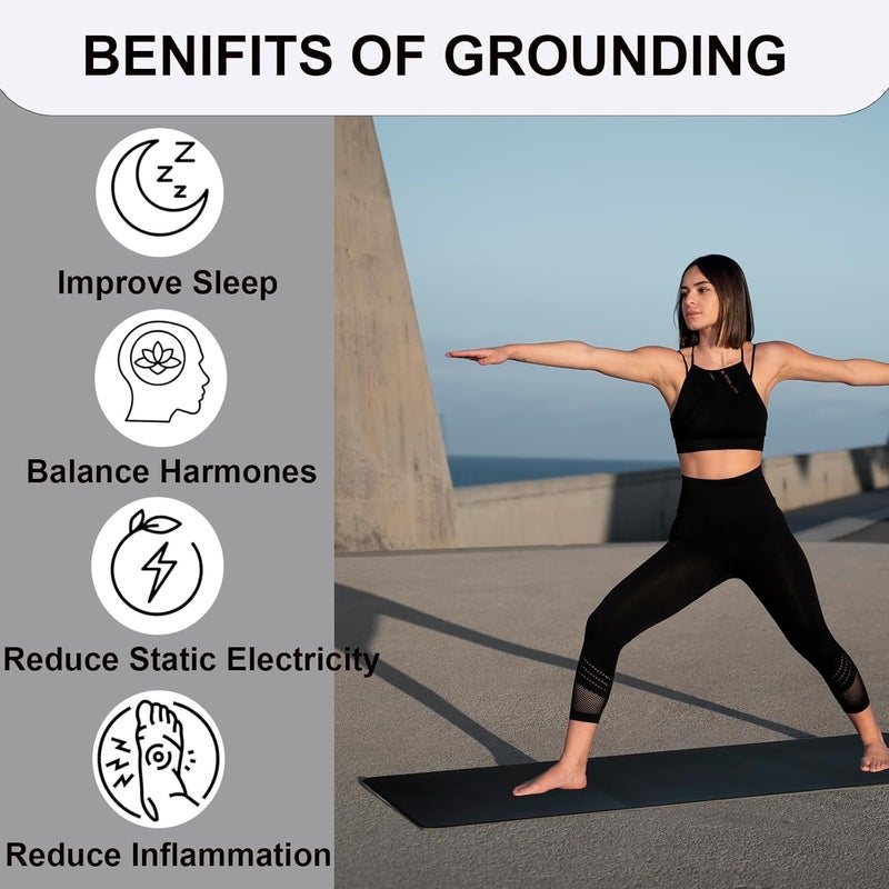 HUNAIGEE Grounding Mat Grounding Sheet UK for Improved Sleep 25x30cm Earthing Mat Grounding Well Therapy Better Sleep Stress Relief Black - Image 3