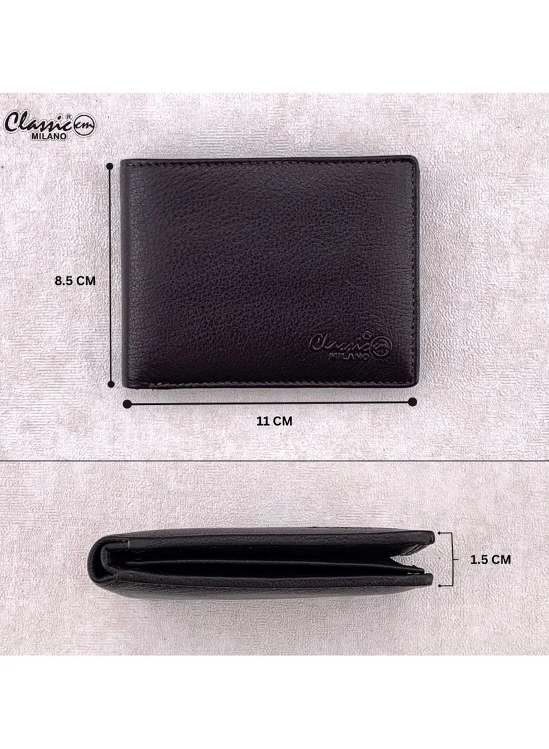 Classic Milano Brown (GTF-01-EM) Classic Milano Men’s Wallet – Slim Bifold Leather Wallet for Men with RFID Blocking, Multiple Card Slots & Middle Zip – Stylish Mens Purse Wallets Gift for Husband, Father for Men | Best Price UAE