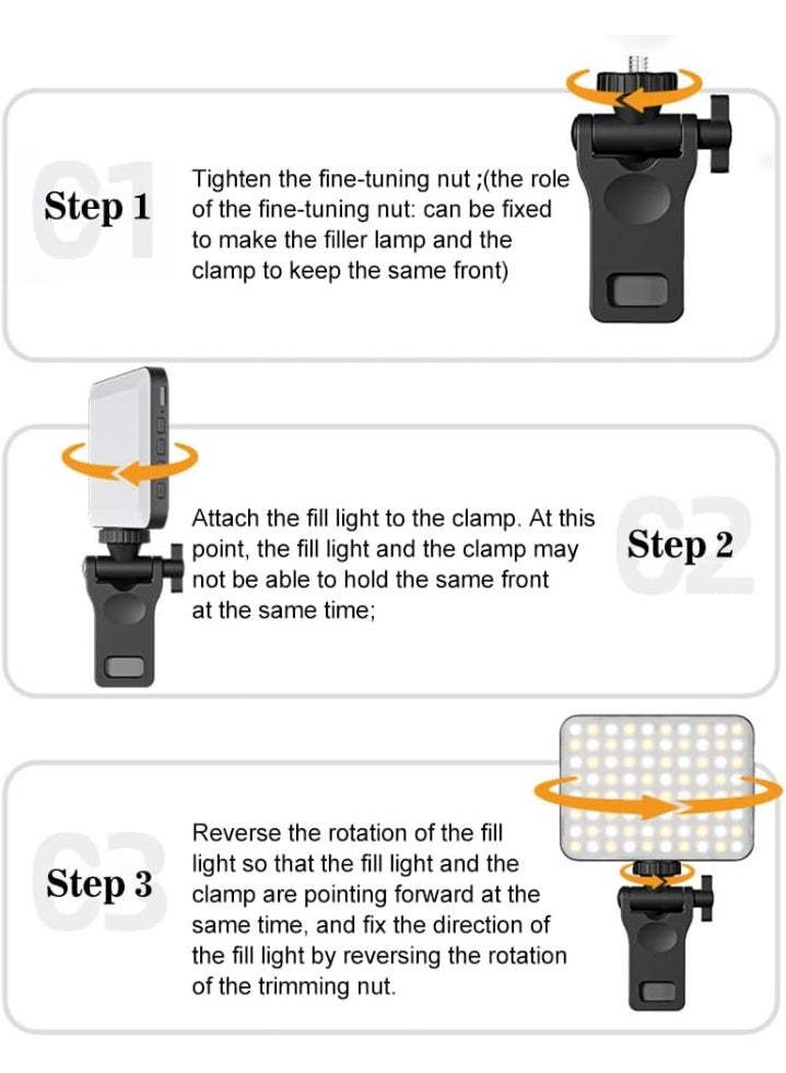 مصباح فيديو LED صغير قابل لإعادة الشحن بمشبك – مصباح سيلفي للهاتف واللاب توب والتابلت والكاميرا – إضاءة قابلة للتعتيم للاجتماعات، الزوم، والمكالمات - Image 2