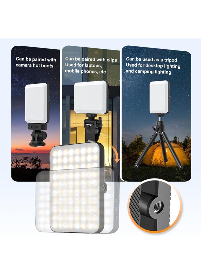 مصباح فيديو LED صغير قابل لإعادة الشحن بمشبك – مصباح سيلفي للهاتف واللاب توب والتابلت والكاميرا – إضاءة قابلة للتعتيم للاجتماعات، الزوم، والمكالمات - Image 3