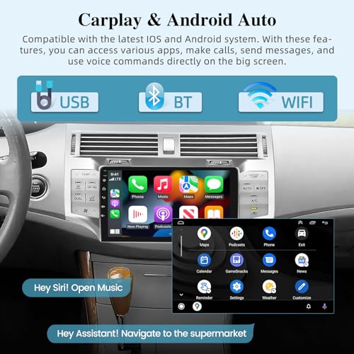 NHOPEEW 2+64G Android Car Stereo for Toyota Avalon 2005-2010 - Wireless Carplay and Android Auto - Car Radio with 9 inch Touch Screen/Multiple UI/WiFi/GPS/Mirror Link/SWC + AHD Backup Camera - Image 4