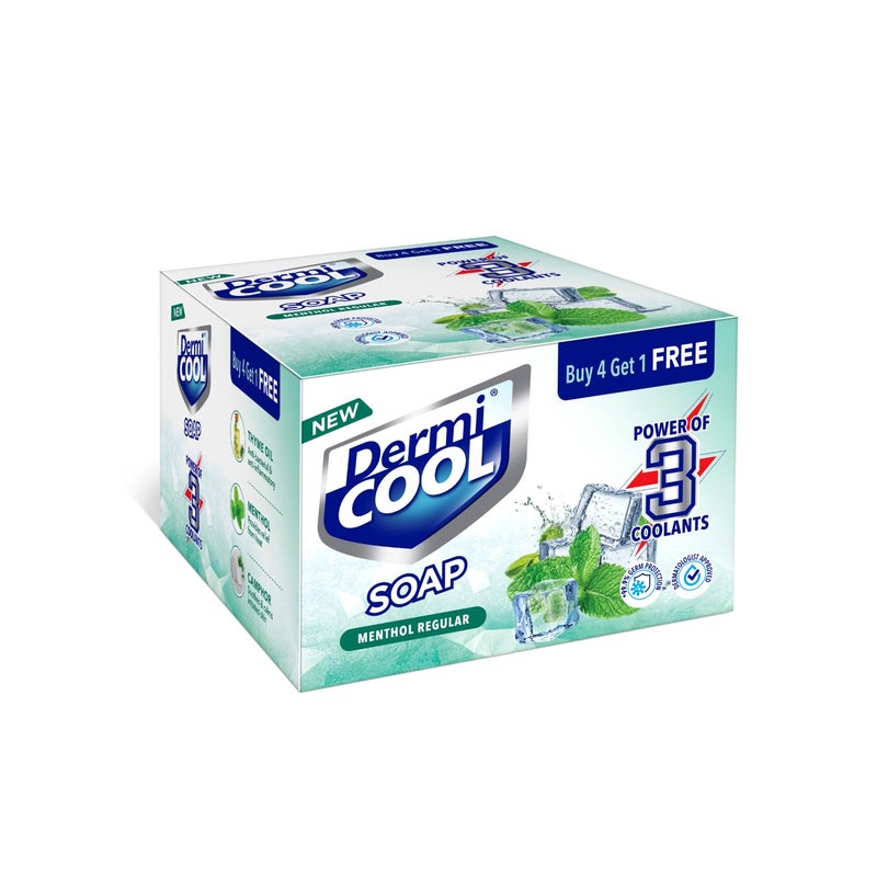Dermicool Soap With The Power Of 3 Coolants  Camphor Menthol Thyme Oil  999 Germ Protection  125 GM Each  Pack of 5 - Image 1