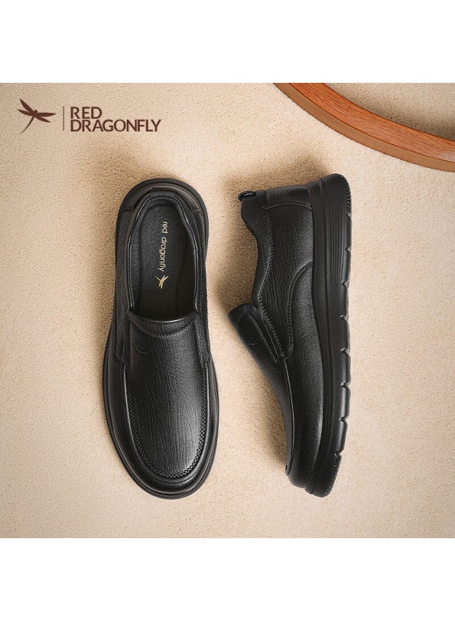 Red Dragonfly Casual Leather Shoes Men Sheepskin Commuter Business Middle-aged And Elderly Comfortable Dad Shoes Wta45031 Black 40 - Image 2