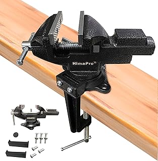 HimaPro Dual Purpose Bench Vise | Table Vise Clamp-On with Quick Adjustment Universal Rotate 360Ã‚Â° - 3.3Inch Metallic - Image 1