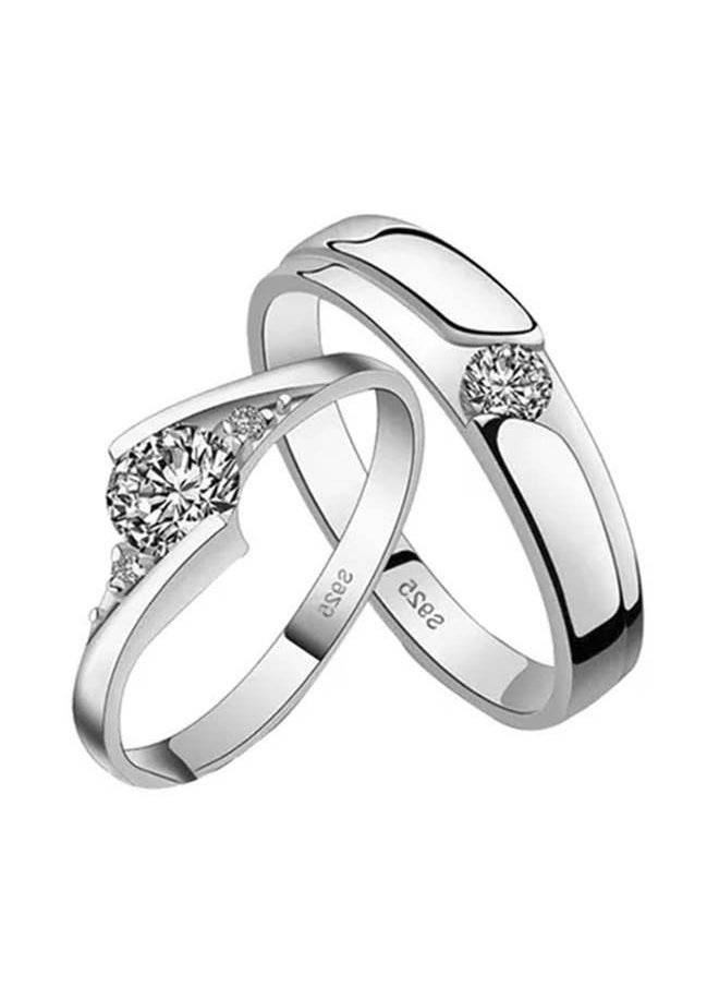 NIBEMINENT 925 Sterling Silver Plated Couple Ring Set  - Image 1