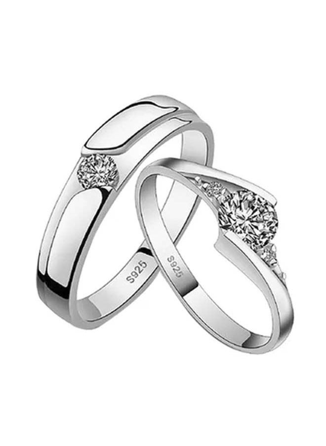 NIBEMINENT 925 Sterling Silver Plated Couple Ring Set  - Image 3