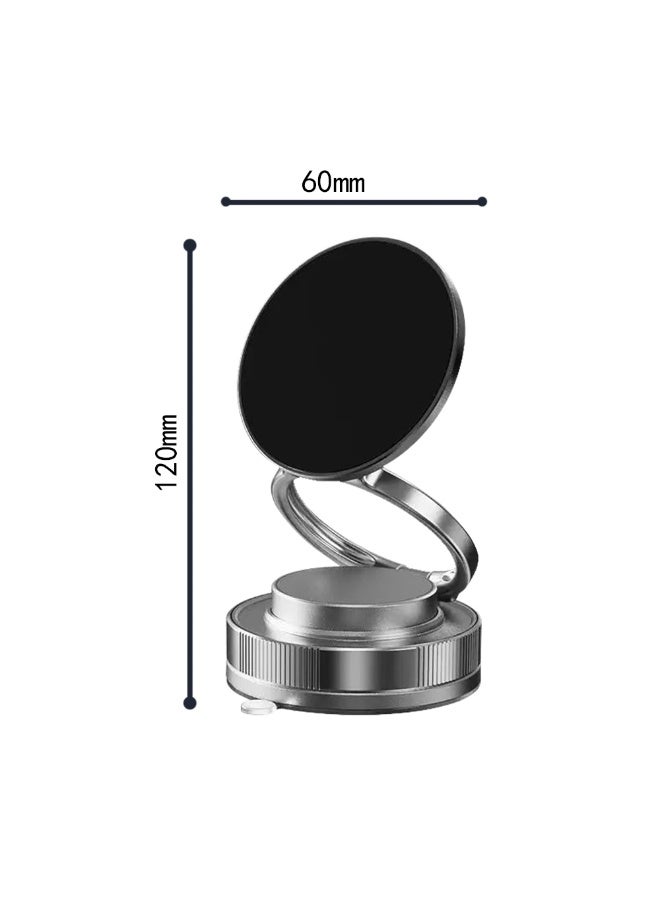 Creative and convenient folding double-ring phone stand for car magnetic suction, 360-degree rotating vacuum suction cup adsorption - black - Image 3