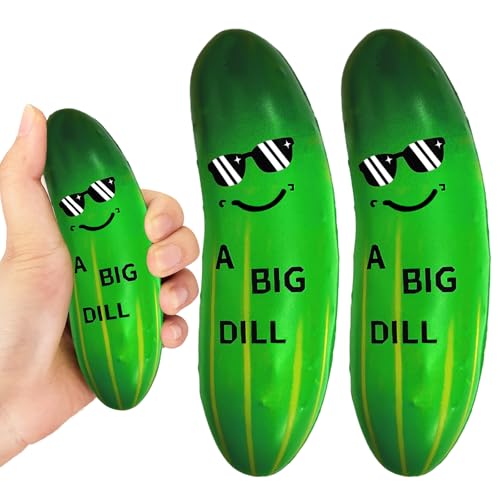 Dshengoo 2Pcs Pickle Toy Stress Balls47 inch Funny Food Squeezable Ball Foam Relief Pickles Toy for Employee Teacher Team GiftsParty SuppliesChristmas White Elephant GiftGoodie Bag StufferGreen - Image 1
