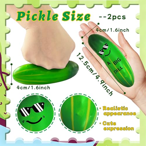 Dshengoo 2Pcs Pickle Toy Stress Balls47 inch Funny Food Squeezable Ball Foam Relief Pickles Toy for Employee Teacher Team GiftsParty SuppliesChristmas White Elephant GiftGoodie Bag StufferGreen - Image 5