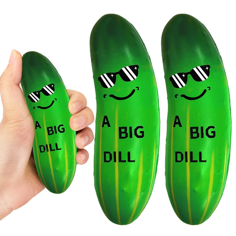Dshengoo 2Pcs Pickle Toy Stress Balls47 inch Funny Food Squeezable Ball Foam Relief Pickles Toy for Employee Teacher Team GiftsParty SuppliesChristmas White Elephant GiftGoodie Bag StufferGreen - Image 3