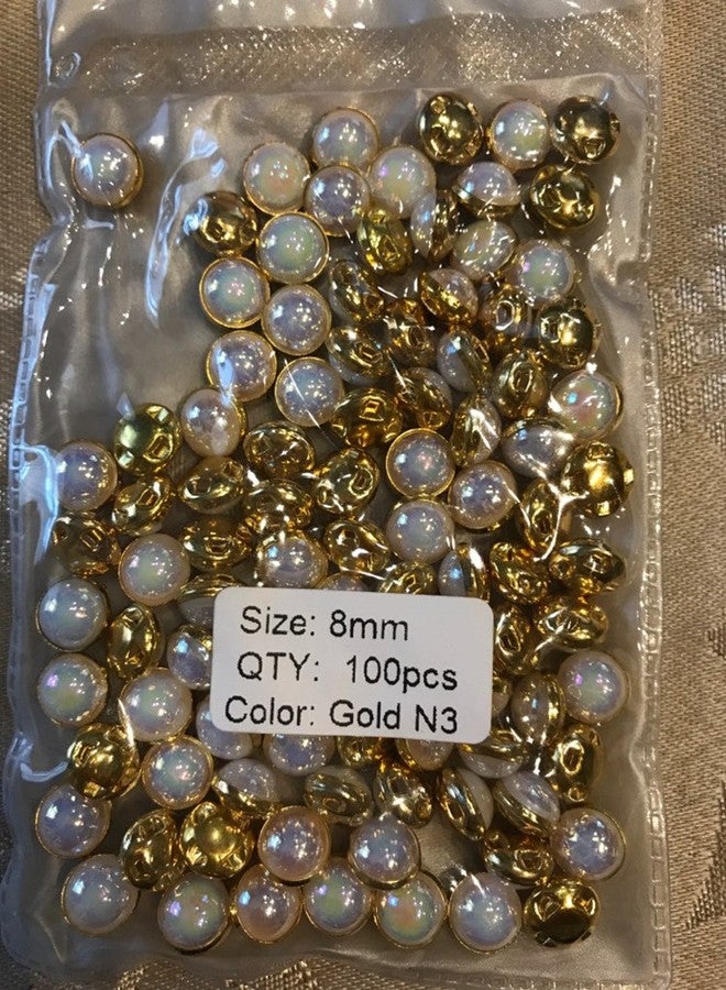 MEYA AB Crystal Pearls Beads Silver/Gold Claw Rhinestones Round Sew On Clothing Stones (AB Gold Claw, 8MM) - Image 3